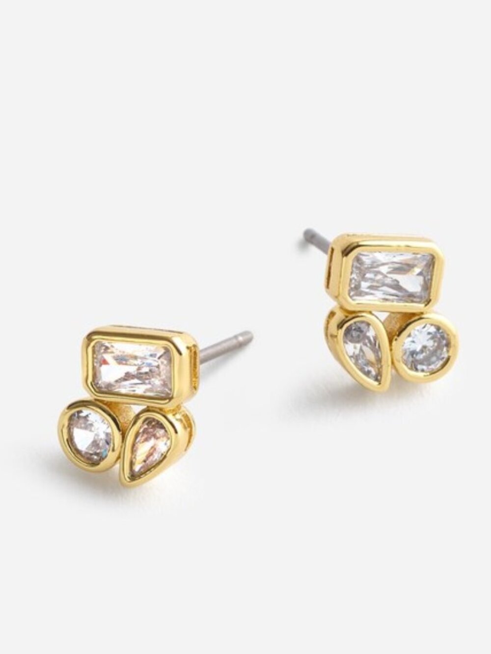 Madewell Mixed-Cut Crystal Cluster Stud Earrings in Pale Gold/NWT